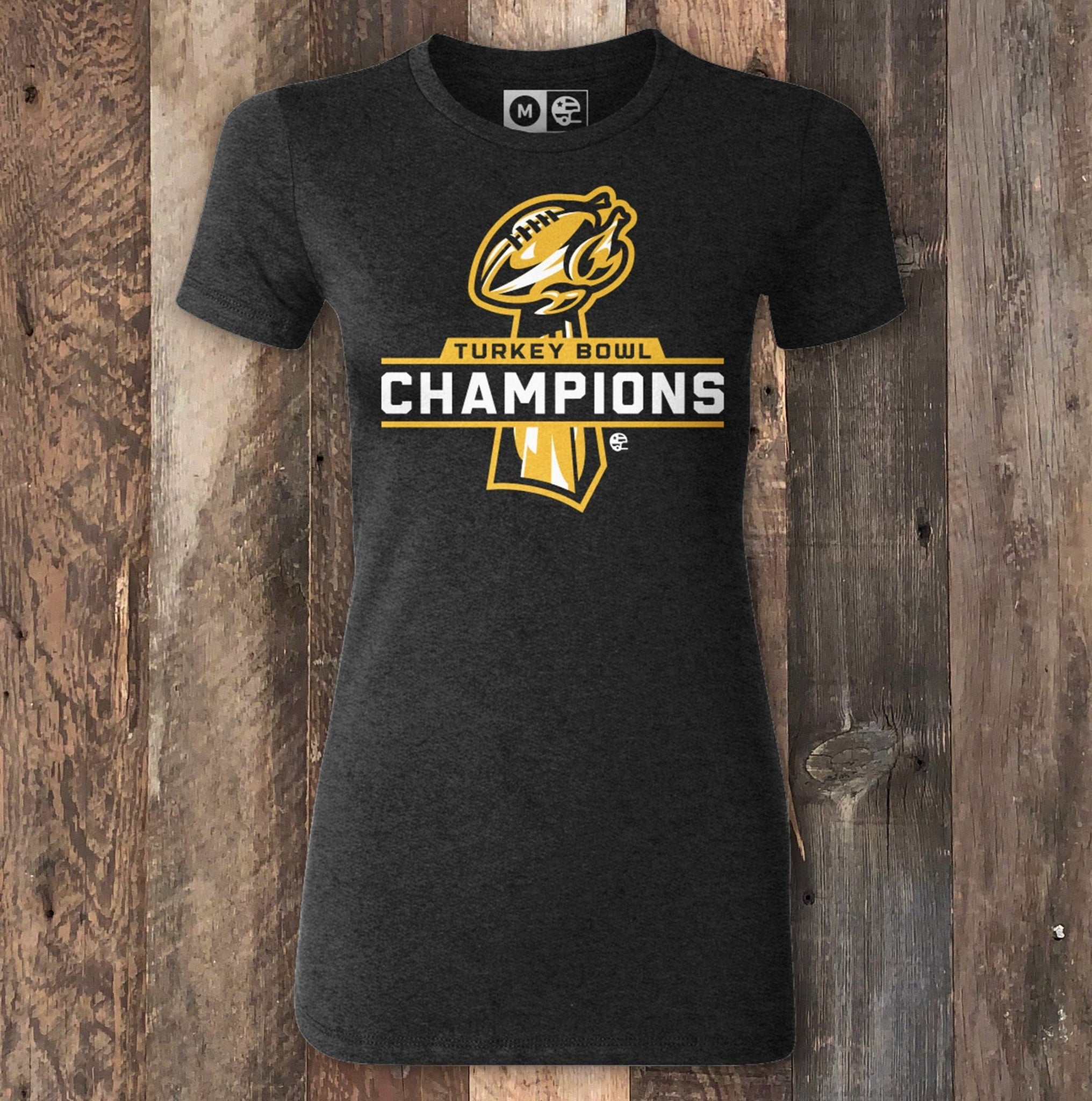 Turkey Champions Black Heather Ladies T-Shirt American Football Brand